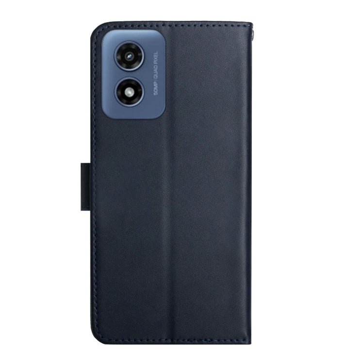 For Motorola Moto E14 Genuine Leather Fingerprint-proof Horizontal Flip Phone Case(Blue)