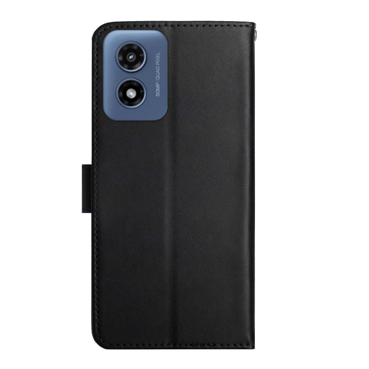 For Motorola Moto E14 Genuine Leather Fingerprint-proof Horizontal Flip Phone Case(Black)