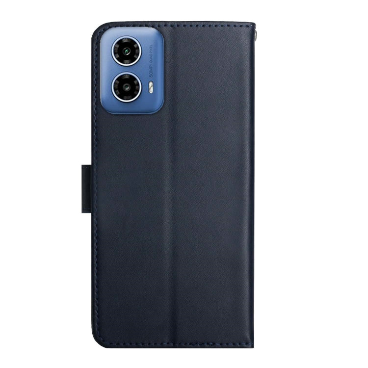 For Motorola Moto G85 5G Genuine Leather Fingerprint-proof Horizontal Flip Phone Case(Blue)