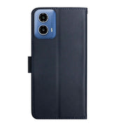 For Motorola Moto G85 5G Genuine Leather Fingerprint-proof Horizontal Flip Phone Case(Blue)