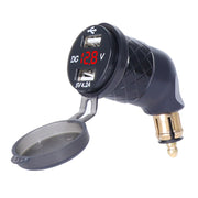 German EU Plug Special Motorcycle Elbow Charger Dual USB Voltmeter 4.2A Charger, Shell Color:Black(Red Light)