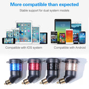 German EU Plug Special Motorcycle Elbow Charger Dual USB Voltmeter 4.2A Charger, Shell Color:Blue(Red Light)