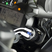 German EU Plug Special Motorcycle Elbow Charger Dual USB Voltmeter 4.2A Charger, Shell Color:Blue(Red Light)