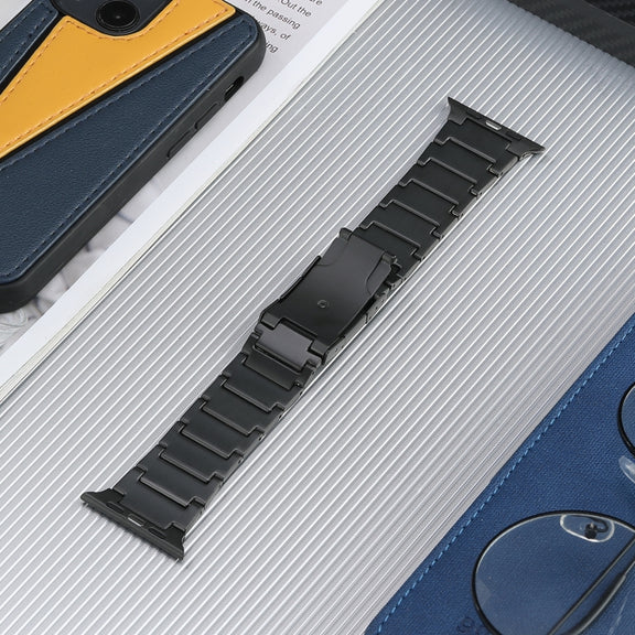 For Apple Watch Ultra 49mm Five Beads Turtle Buckle Titanium Steel Watch Band(Black)