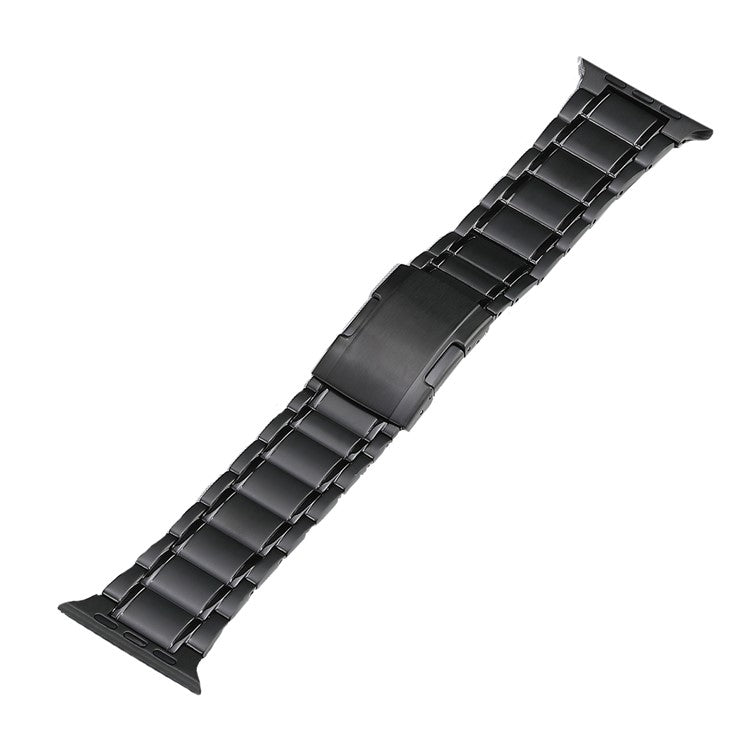 For Apple Watch SE 44mm Five Beads Turtle Buckle Titanium Steel Watch Band(Black)