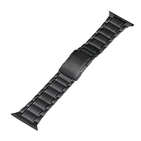 For Apple Watch SE 44mm Five Beads Turtle Buckle Titanium Steel Watch Band(Black)