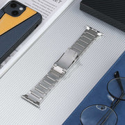For Apple Watch SE 44mm Five Beads Turtle Buckle Titanium Steel Watch Band(Silver)