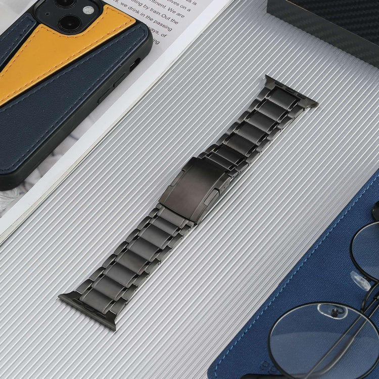 For Apple Watch 42mm Five Beads Turtle Buckle Titanium Steel Watch Band(Grey)