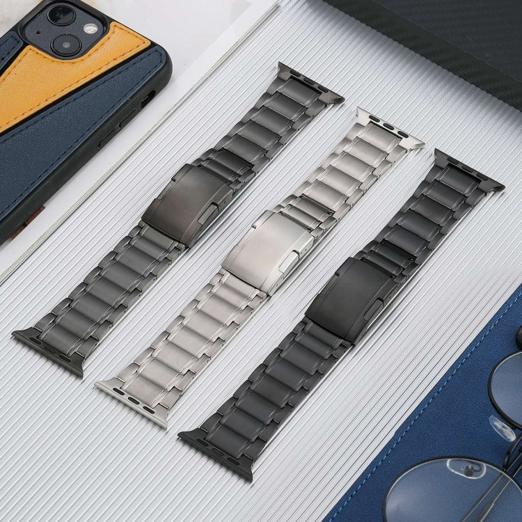 For Apple Watch 42mm Five Beads Turtle Buckle Titanium Steel Watch Band(Silver)