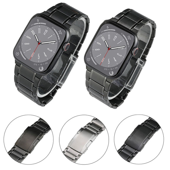 For Apple Watch Series 2 42mm Five Beads Turtle Buckle Titanium Steel Watch Band(Silver)