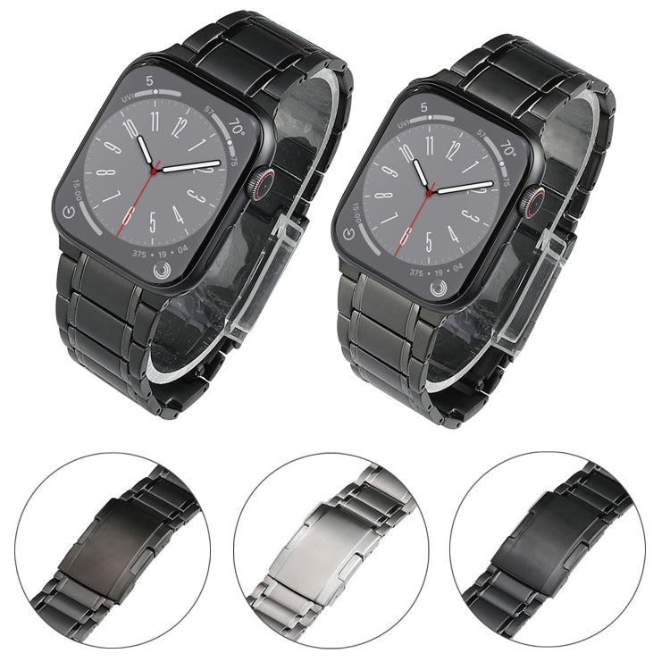 For Apple Watch 42mm Five Beads Turtle Buckle Titanium Steel Watch Band(Silver)