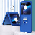 For Motorola Razr 40 Ultra Skin Feel Silicone Foldable Phone Case with Ring(Dark Blue) - Motorola Cases by PMC TechLife | Online Shopping South Africa | PMC TechLife
