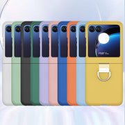For Motorola Razr 40 Ultra Skin Feel Silicone Foldable Phone Case with Ring(Dark Blue)