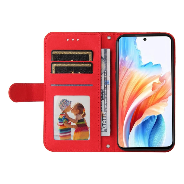 For OPPO A79 5G Skin Feel Life Tree Metal Button Leather Phone Case(Red)