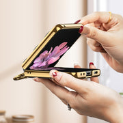 For Samsung Galaxy Z Flip6 GKK Integrated Plating Diamond Texture PU Phone Case with Ring(Black)