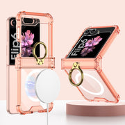 For Samsung Galaxy Z Flip6 GKK MagSafe Airbag Hinge Shockproof Phone Case with Ring Holder(Orange)