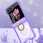 For Samsung Galaxy Z Flip6 GKK MagSafe Airbag Hinge Shockproof Phone Case with Ring Holder(Purple)