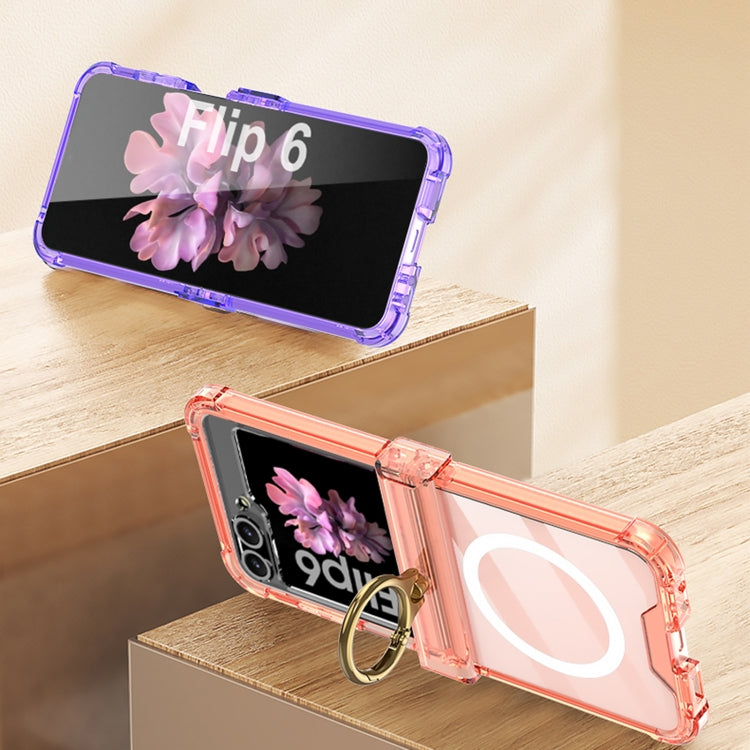 For Samsung Galaxy Z Flip6 GKK MagSafe Airbag Hinge Shockproof Phone Case with Ring Holder(Blue)