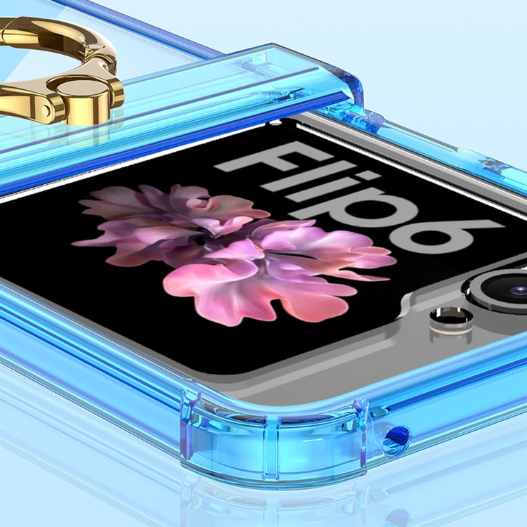 For Samsung Galaxy Z Flip6 GKK MagSafe Airbag Hinge Shockproof Phone Case with Ring Holder(Blue)