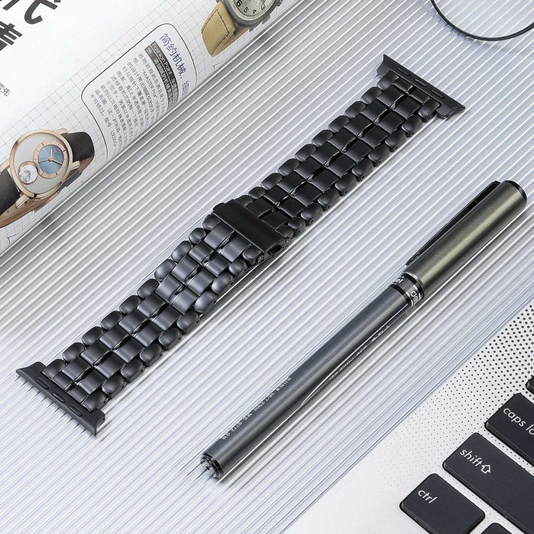 For Apple Watch 42mm Five Beads Titanium Steel Watch Band(Black)