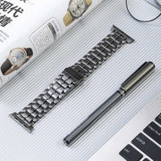 For Apple Watch 42mm Five Beads Titanium Steel Watch Band(Grey)