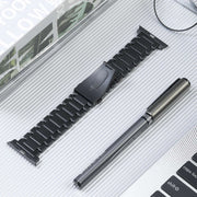 For Apple Watch 38mm Five Beads Titanium Steel Watch Band(Black)