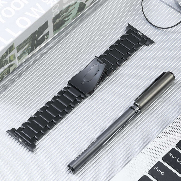 For Apple Watch 38mm Five Beads Titanium Steel Watch Band(Black)
