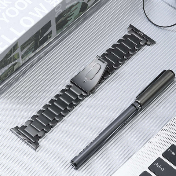 For Apple Watch 38mm Five Beads Titanium Steel Watch Band(Grey)