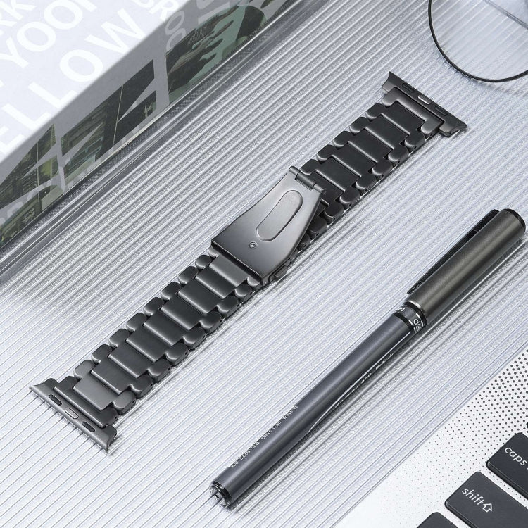 For Apple Watch 38mm Five Beads Titanium Steel Watch Band(Grey)
