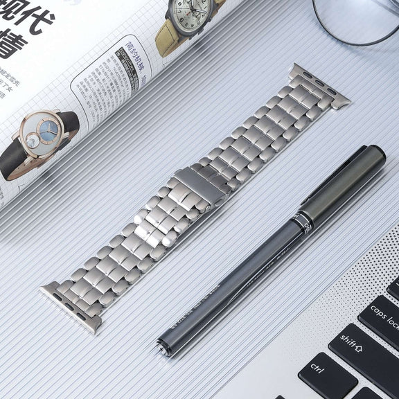 For Apple Watch 38mm Five Beads Titanium Steel Watch Band(Silver)