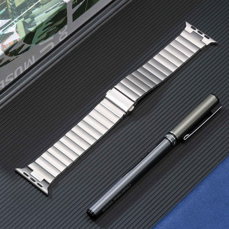 For Apple Watch 42mm Flat Buckle Stainless Steel Watch Band(Silver)