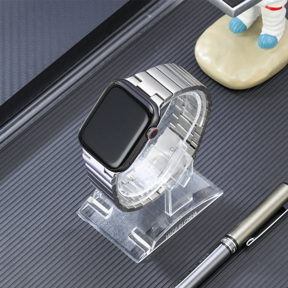 For Apple Watch 42mm Flat Buckle Stainless Steel Watch Band(Silver)