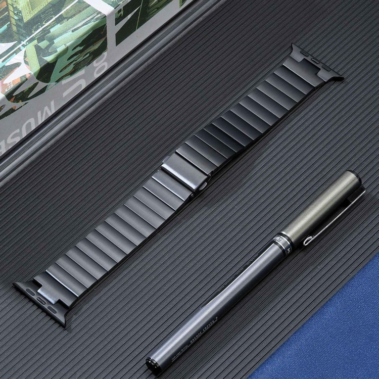 For Apple Watch 38mm Flat Buckle Stainless Steel Watch Band(Black)