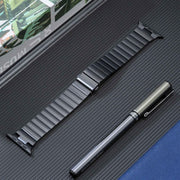 For Apple Watch 38mm Flat Buckle Stainless Steel Watch Band(Black)
