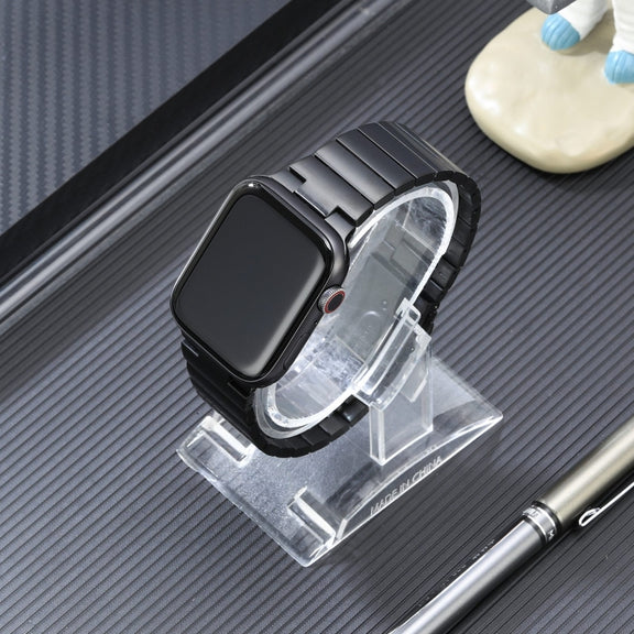 For Apple Watch 38mm Flat Buckle Stainless Steel Watch Band(Black)