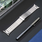 For Apple Watch 38mm Flat Buckle Stainless Steel Watch Band(Silver)