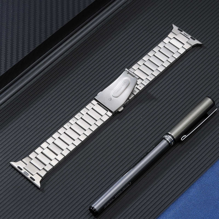 For Apple Watch 38mm Flat Buckle Stainless Steel Watch Band(Silver)