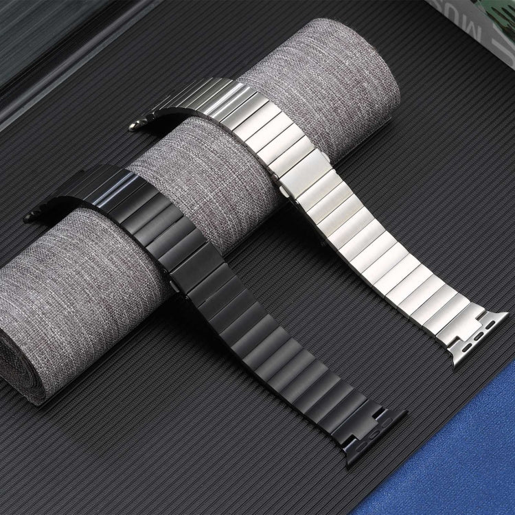 For Apple Watch 38mm Flat Buckle Stainless Steel Watch Band(Black)