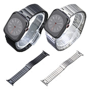 For Apple Watch SE 44mm Flat Buckle Stainless Steel Watch Band(Silver)