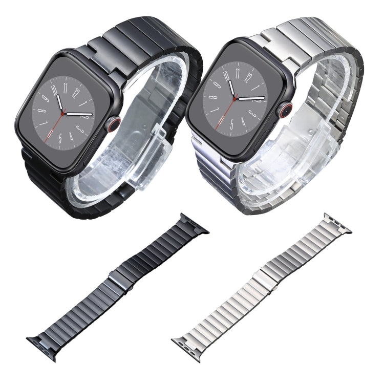 For Apple Watch 42mm Flat Buckle Stainless Steel Watch Band(Silver)
