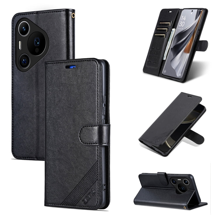For Huawei Pura 70 Pro / 70 Pro+ AZNS Sheepskin Texture Flip Leather Phone Case(Black)