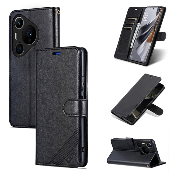 For Huawei Pura 70 Pro / 70 Pro+ AZNS Sheepskin Texture Flip Leather Phone Case(Black)