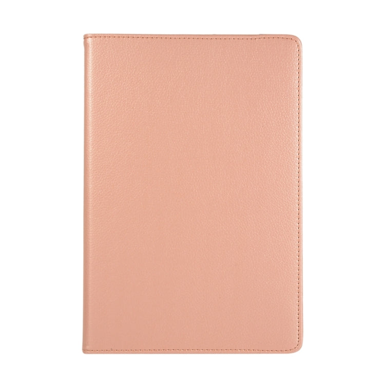 For Samsung Galaxy Tab S9 360 Degrees Rotation Holder Litchi Texture Leather Tablet Case(Rose Gold)