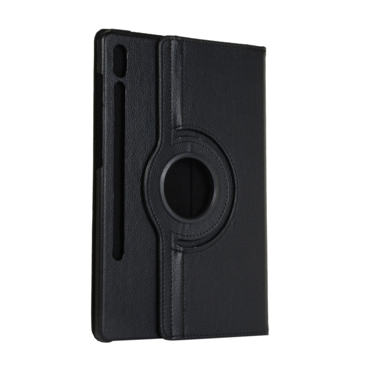 For Samsung Galaxy Tab S9 360 Degrees Rotation Holder Litchi Texture Leather Tablet Case(Black)