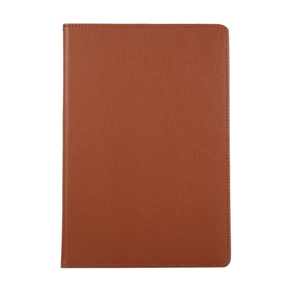 For Samsung Galaxy Tab S9 360 Degrees Rotation Holder Litchi Texture Leather Tablet Case(Brown)