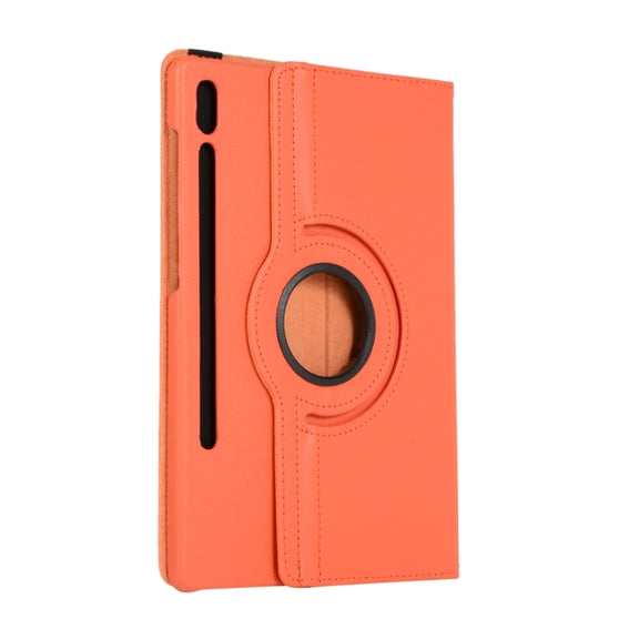 For Samsung Galaxy Tab S10 FE / S9 FE / S9 Litchi Texture 360 Degrees Rotation Holder Leather Tablet Case(Orange)