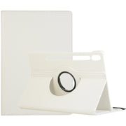 For Samsung Galaxy Tab S10 FE / S9 FE / S9 Litchi Texture 360 Degrees Rotation Holder Leather Tablet Case(White)