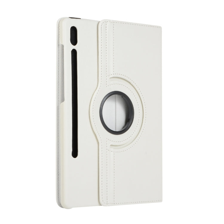 For Samsung Galaxy Tab S10 FE / S9 FE / S9 Litchi Texture 360 Degrees Rotation Holder Leather Tablet Case(White)