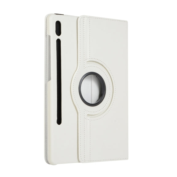 For Samsung Galaxy Tab S10 FE / S9 FE / S9 Litchi Texture 360 Degrees Rotation Holder Leather Tablet Case(White)