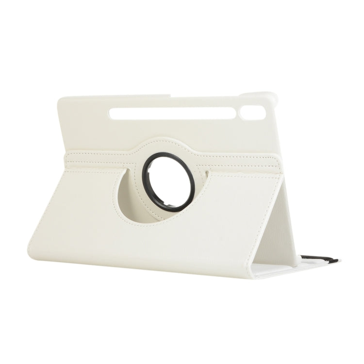 For Samsung Galaxy Tab S10 FE / S9 FE / S9 Litchi Texture 360 Degrees Rotation Holder Leather Tablet Case(White)